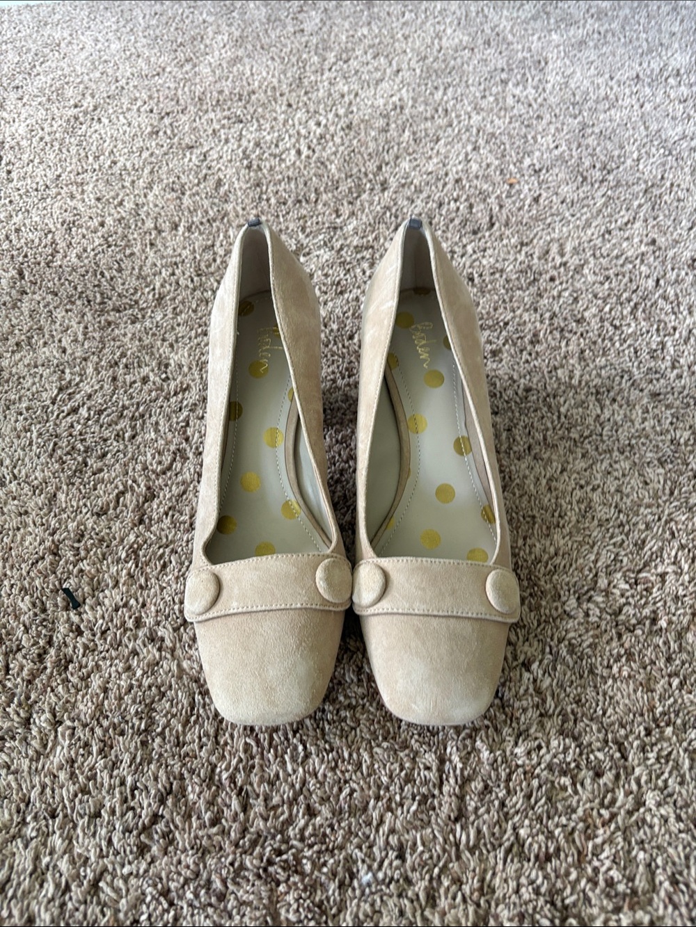 New Boden Beige Suede Block-Heel Pumps